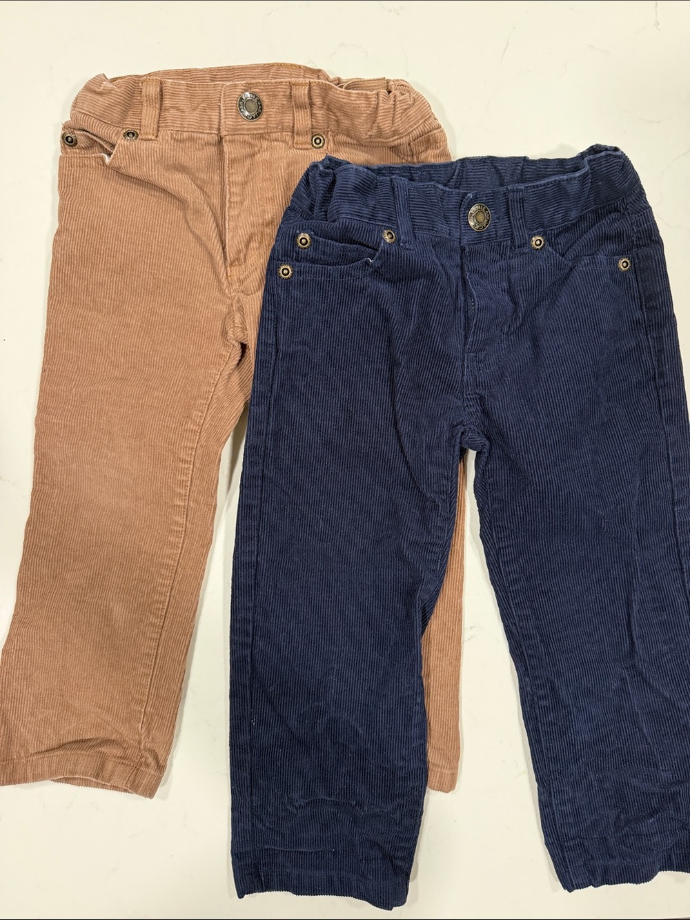 Janie and Jack Corduroy Pull-On Pants in Navy and Tan